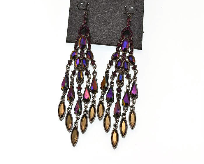 Purple Chandelier Bold Earrings Party New Year Col