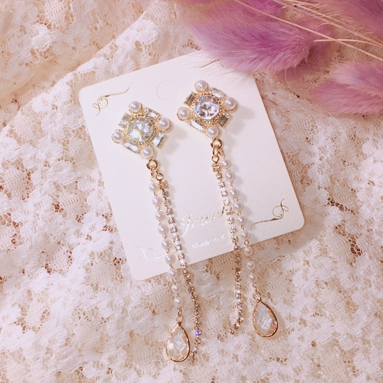 Creamy Drop Earrings Point Cycle Good Bling Bling 