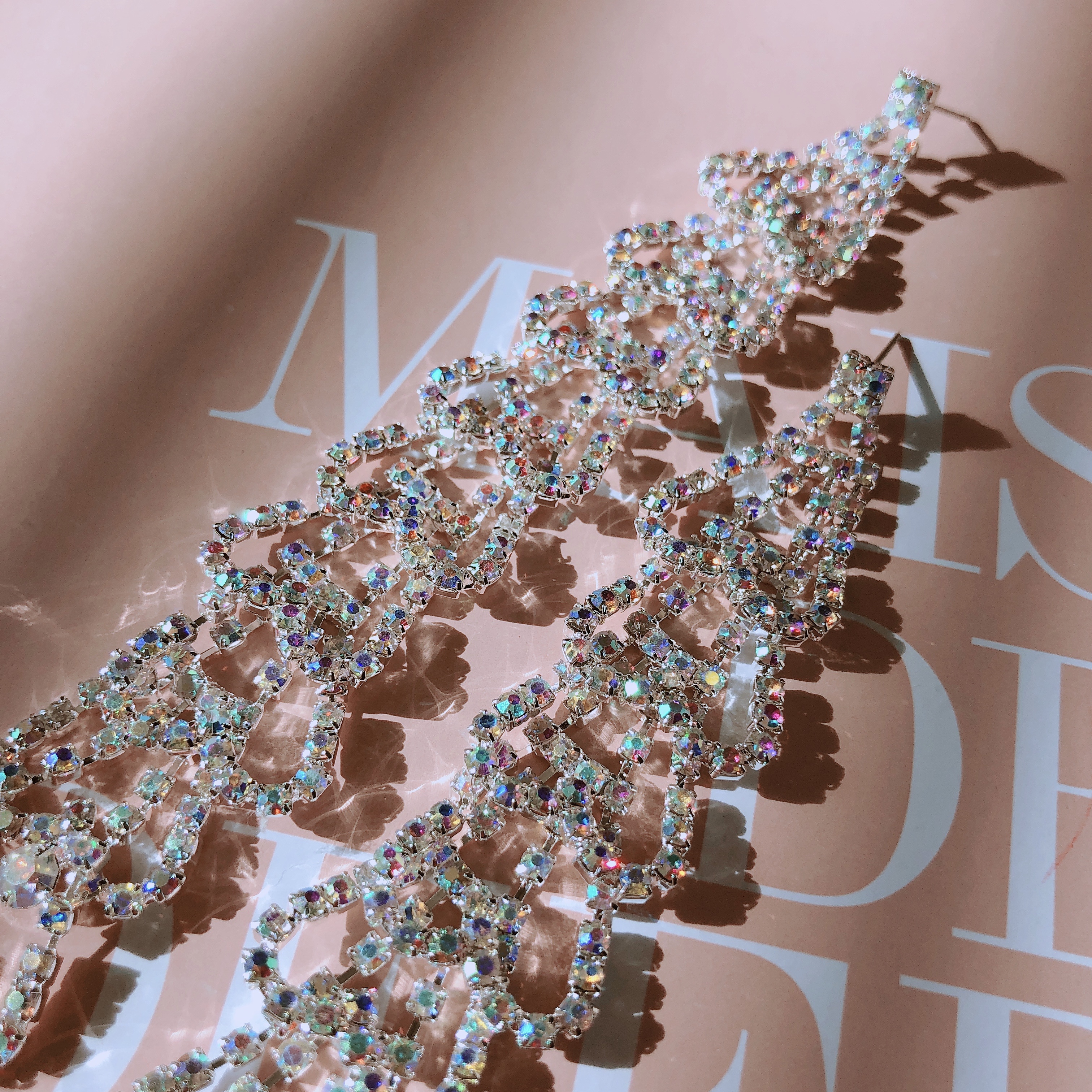 Gorgeous Glitter Opal Heart Heart Long Drop Drop E