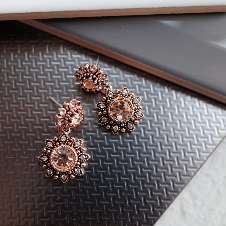 6Colors Greate Double Flower Antique Silver Earrin