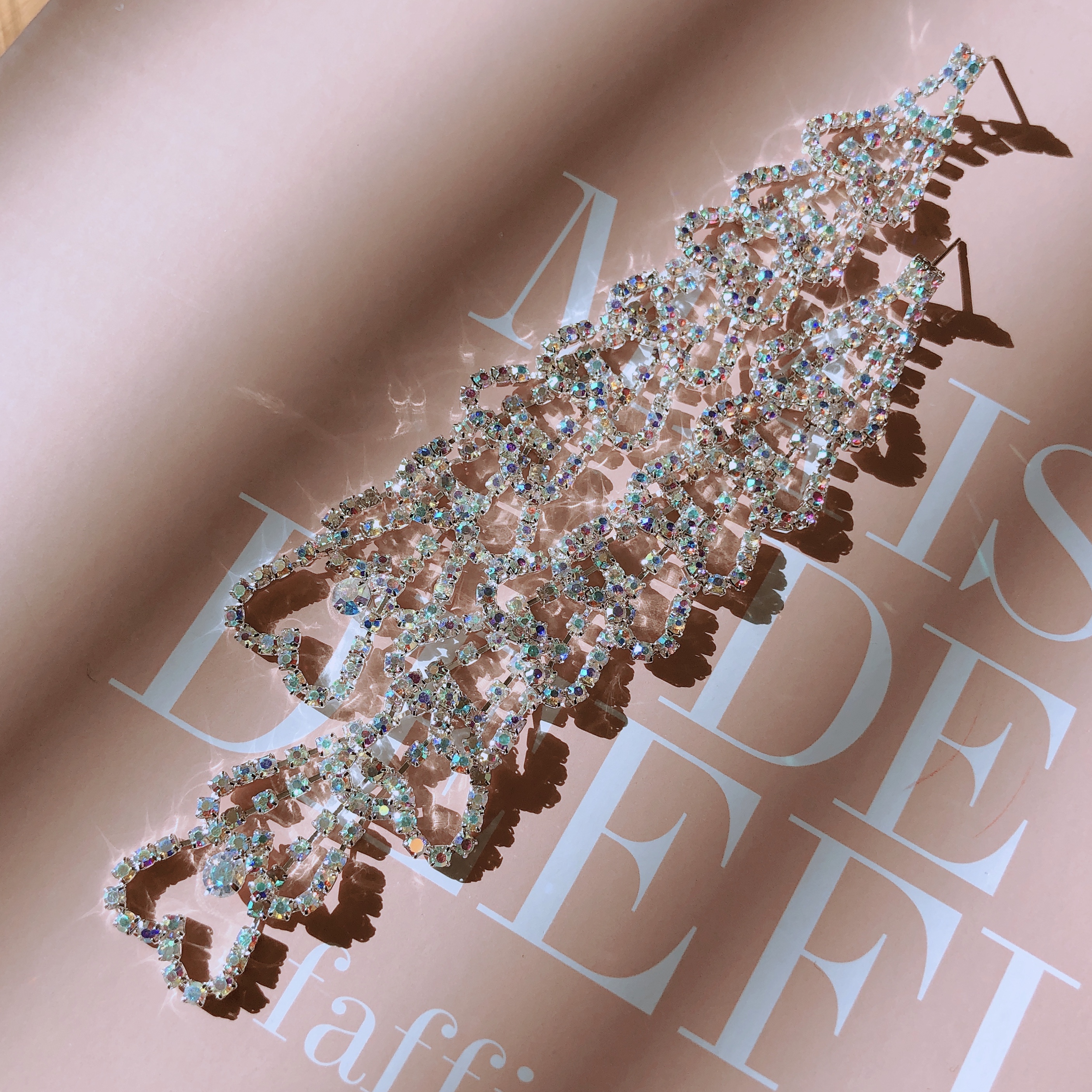 Gorgeous Glitter Opal Heart Heart Long Drop Drop E