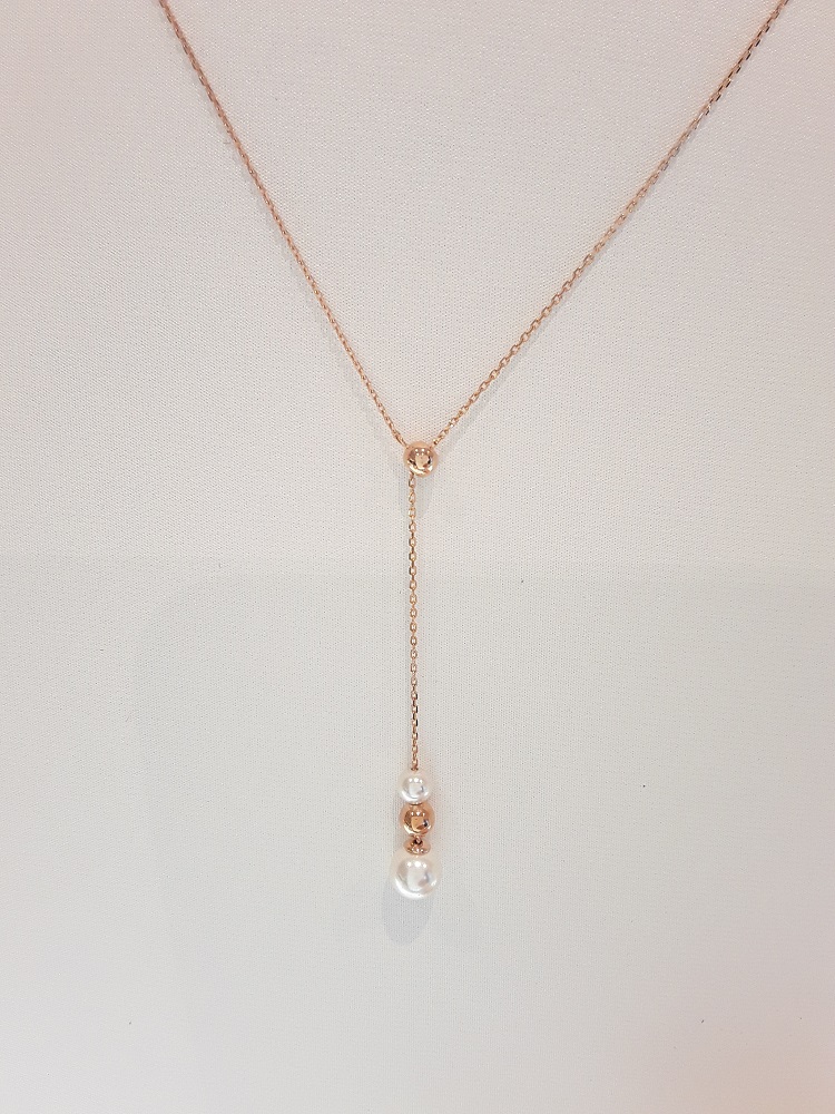 Stonehenge Rose Gold Pearl Necklace J0096 Wedding 