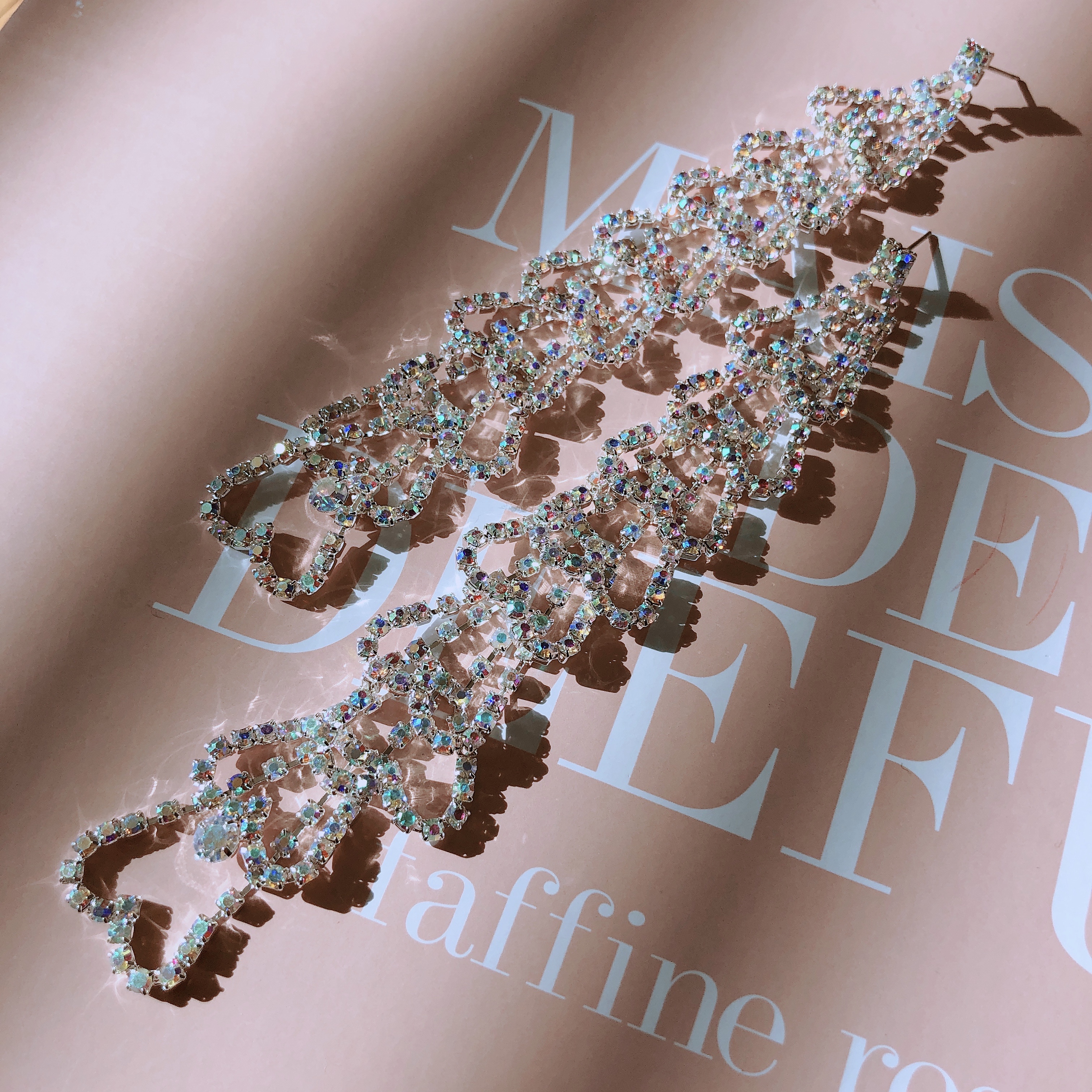 Gorgeous Glitter Opal Heart Heart Long Drop Drop E