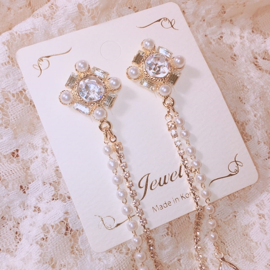 Creamy Drop Earrings Point Cycle Good Bling Bling 