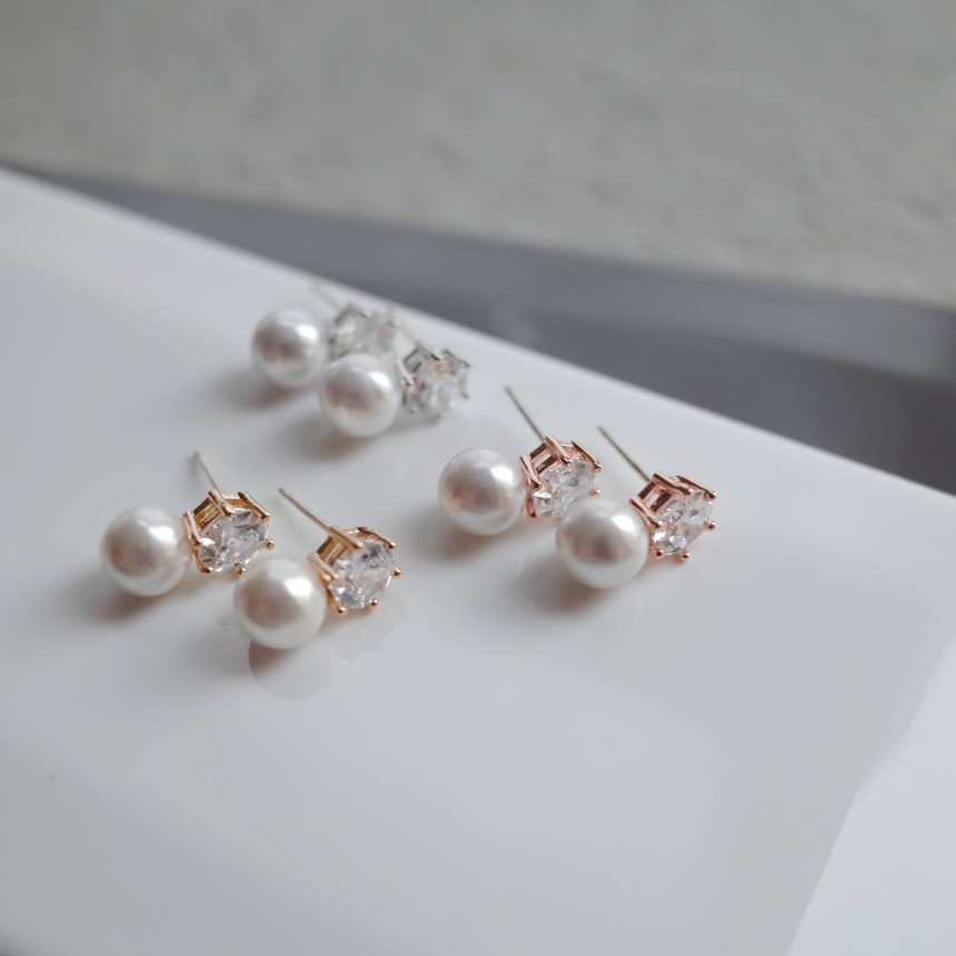 Simple Modern Mini Pearl Earrings Silver Earrings 