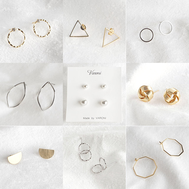 Simple earrings 10 species 3,000 yen Women's Da