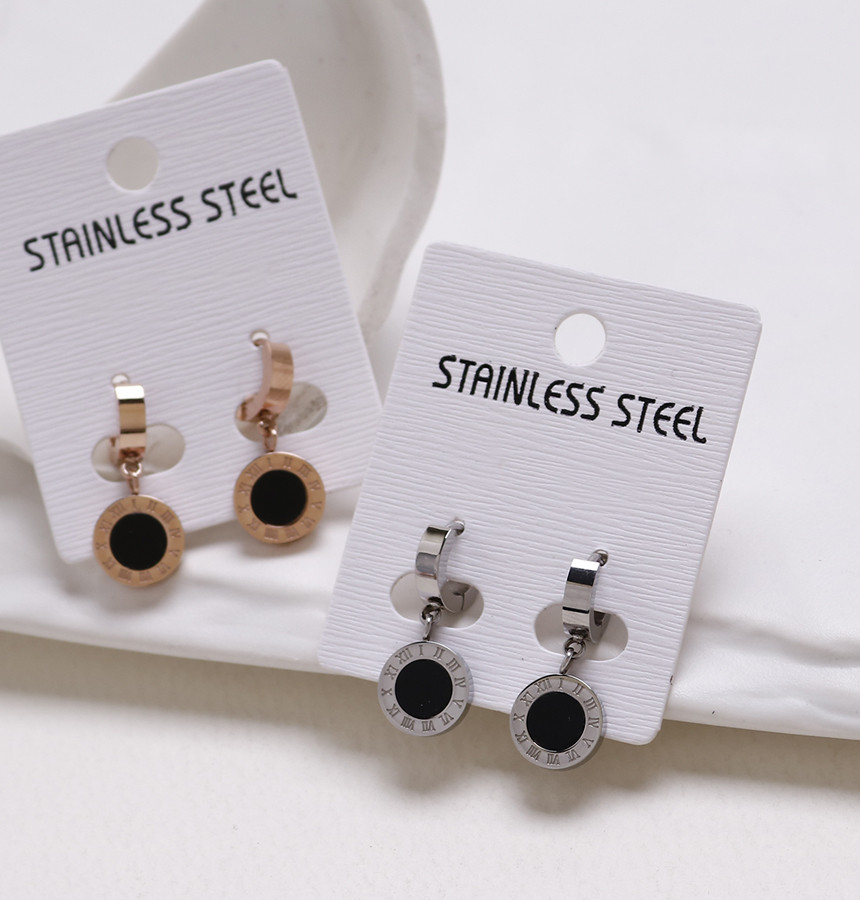 Simple Dominic One Touch Surge Steel Earrings Tita