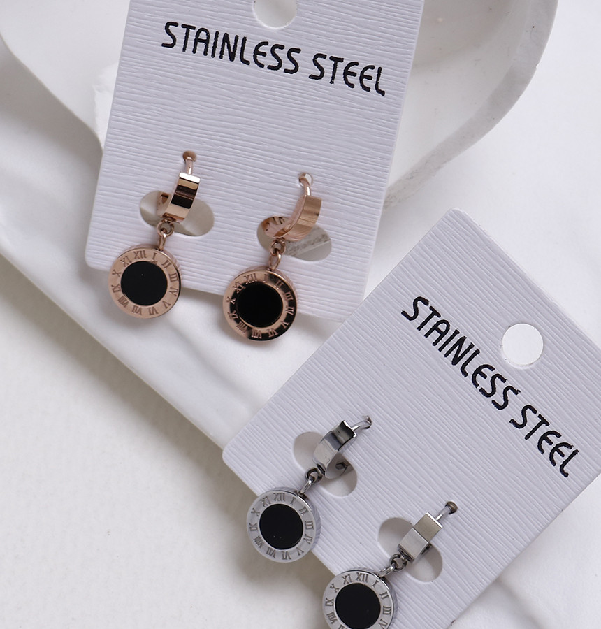 Simple Dominic One Touch Surge Steel Earrings Tita
