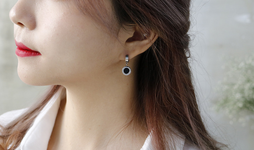 Simple Dominic One Touch Surge Steel Earrings Tita