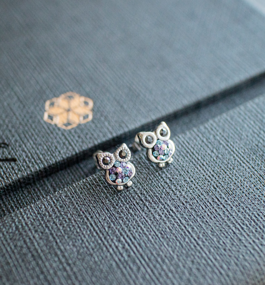 New Year gift fortune owl earrings year-end shoppi