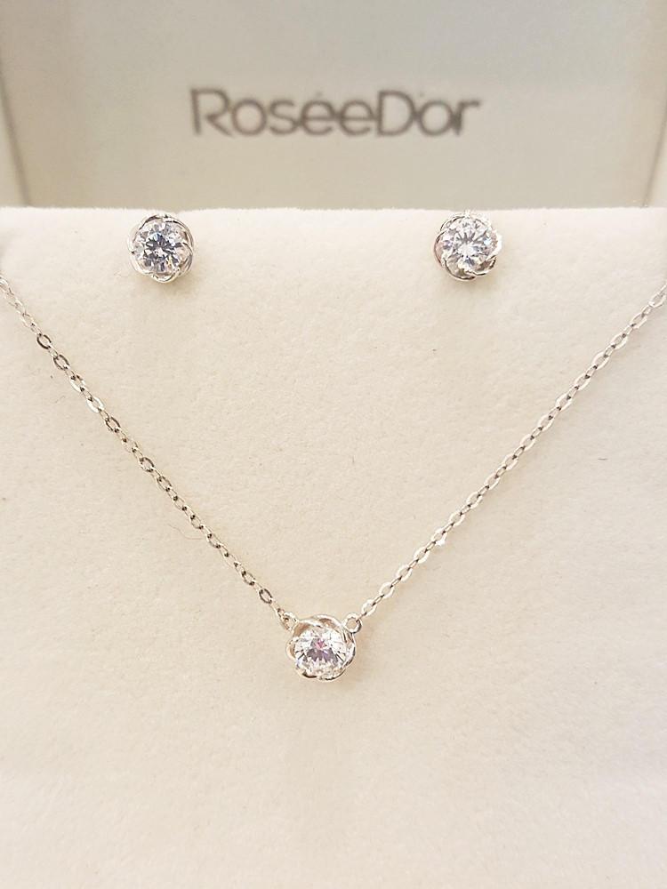 Golddude Rosette White Cubic Necklace-WNF2-B-0167-