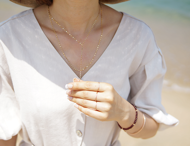 18K Tuchein Y Drop Phafie Necklace Girl Gift Wipe 