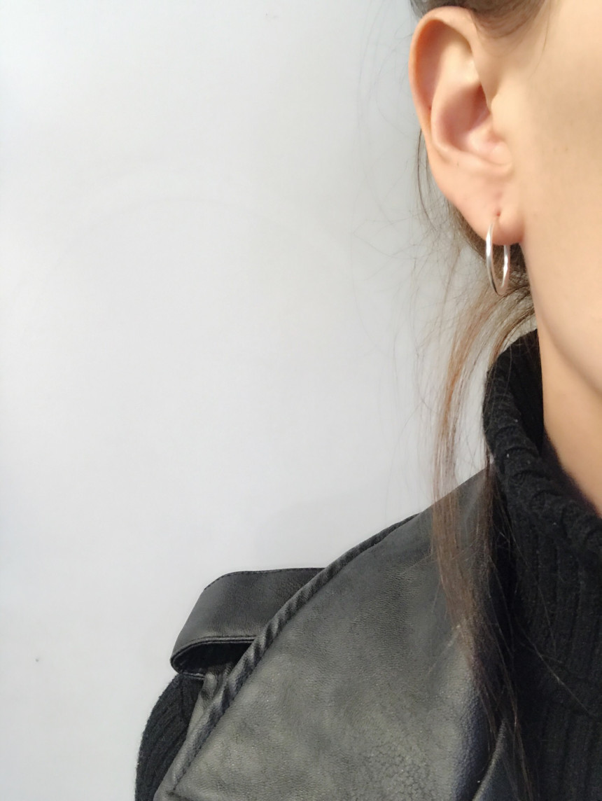 Sterling Silver Earrings Simple Ring Silver Ring B