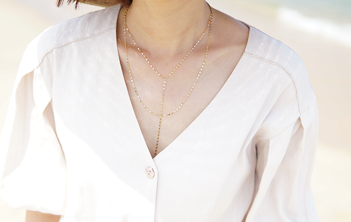 18K Tuchein Y Drop Phafie Necklace Girl Gift Wipe 