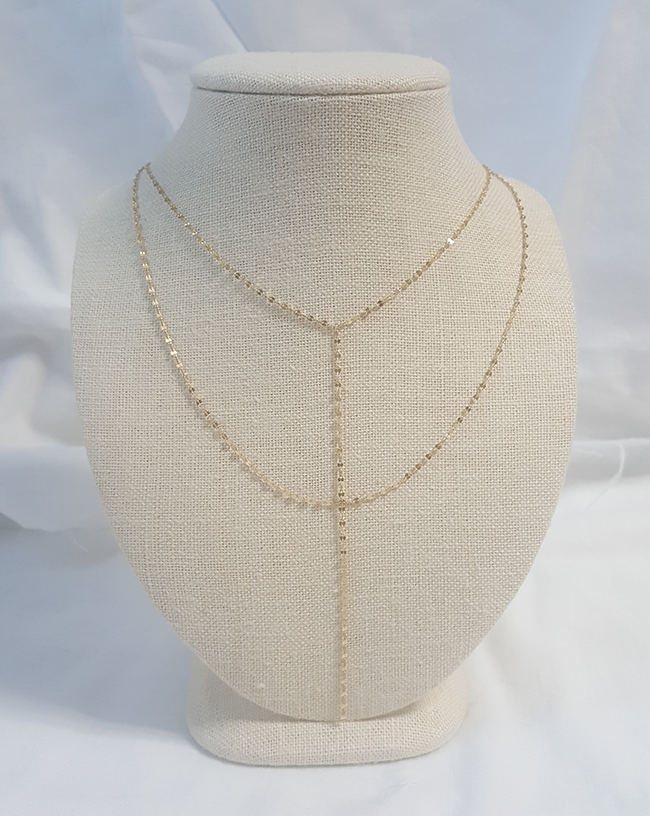 18K Tuchein Y Drop Phafie Necklace Girl Gift Wipe 