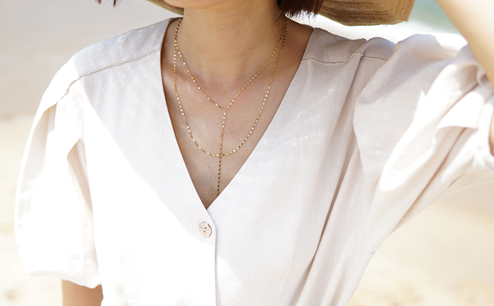 18K Tuchein Y Drop Phafie Necklace Girl Gift Wipe 