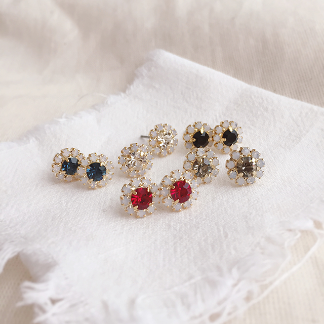 Swarovski Cubic Flower Stud Earrings Drop Earrings