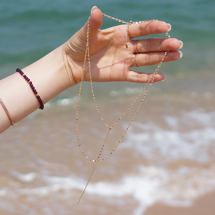 18K Tuchein Y Drop Phafie Necklace Girl Gift Wipe 