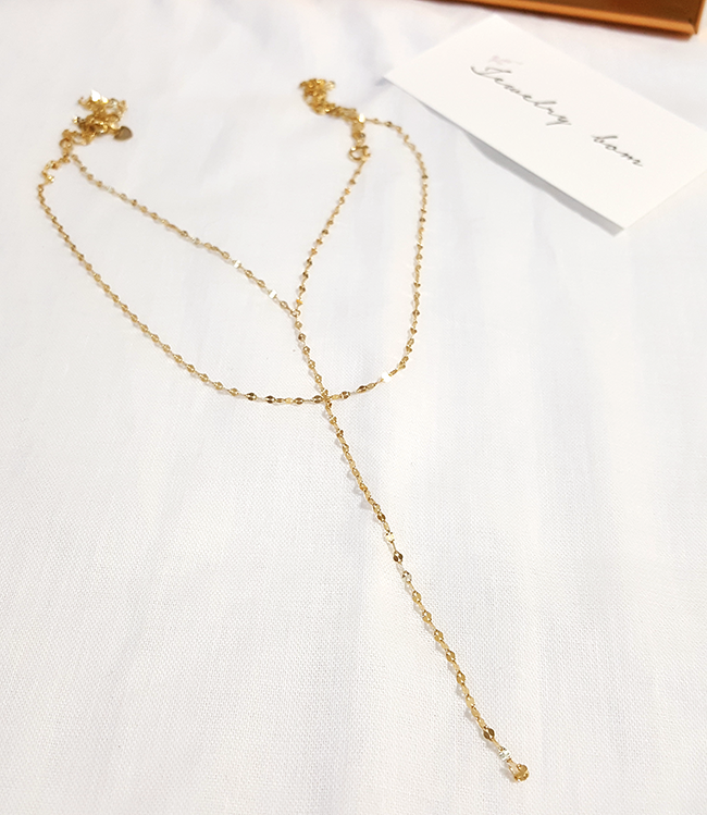 18K Tuchein Y Drop Phafie Necklace Girl Gift Wipe 