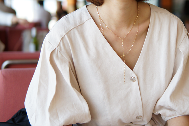 18K Tuchein Y Drop Phafie Necklace Girl Gift Wipe 