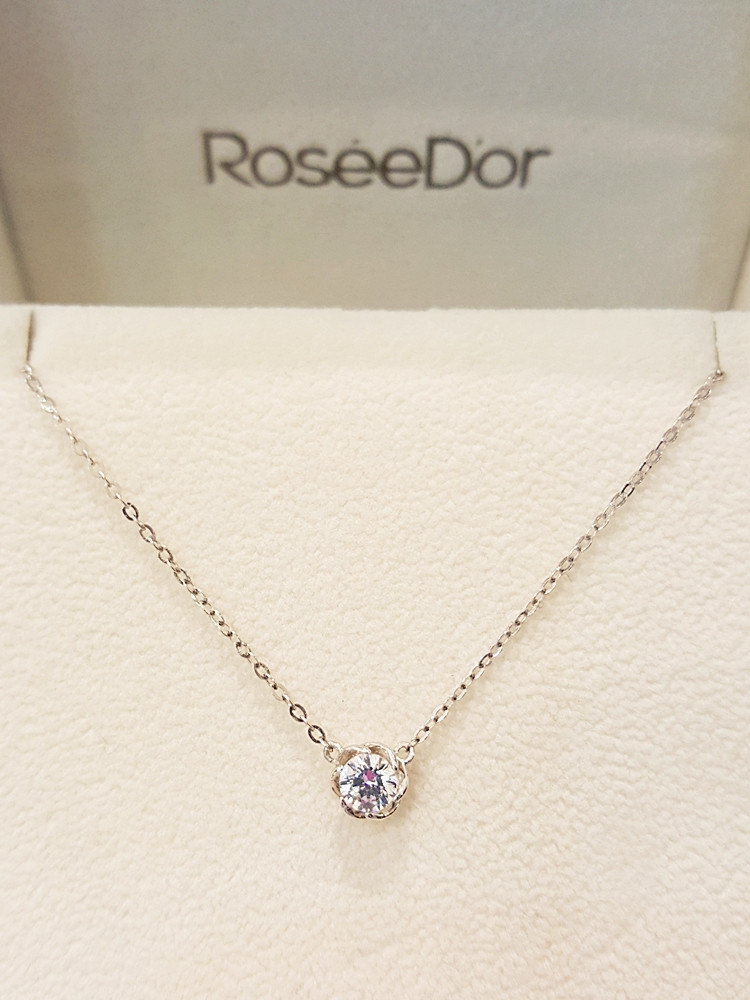 Golddude Rosette White Cubic Necklace-WNF2-B-0167-