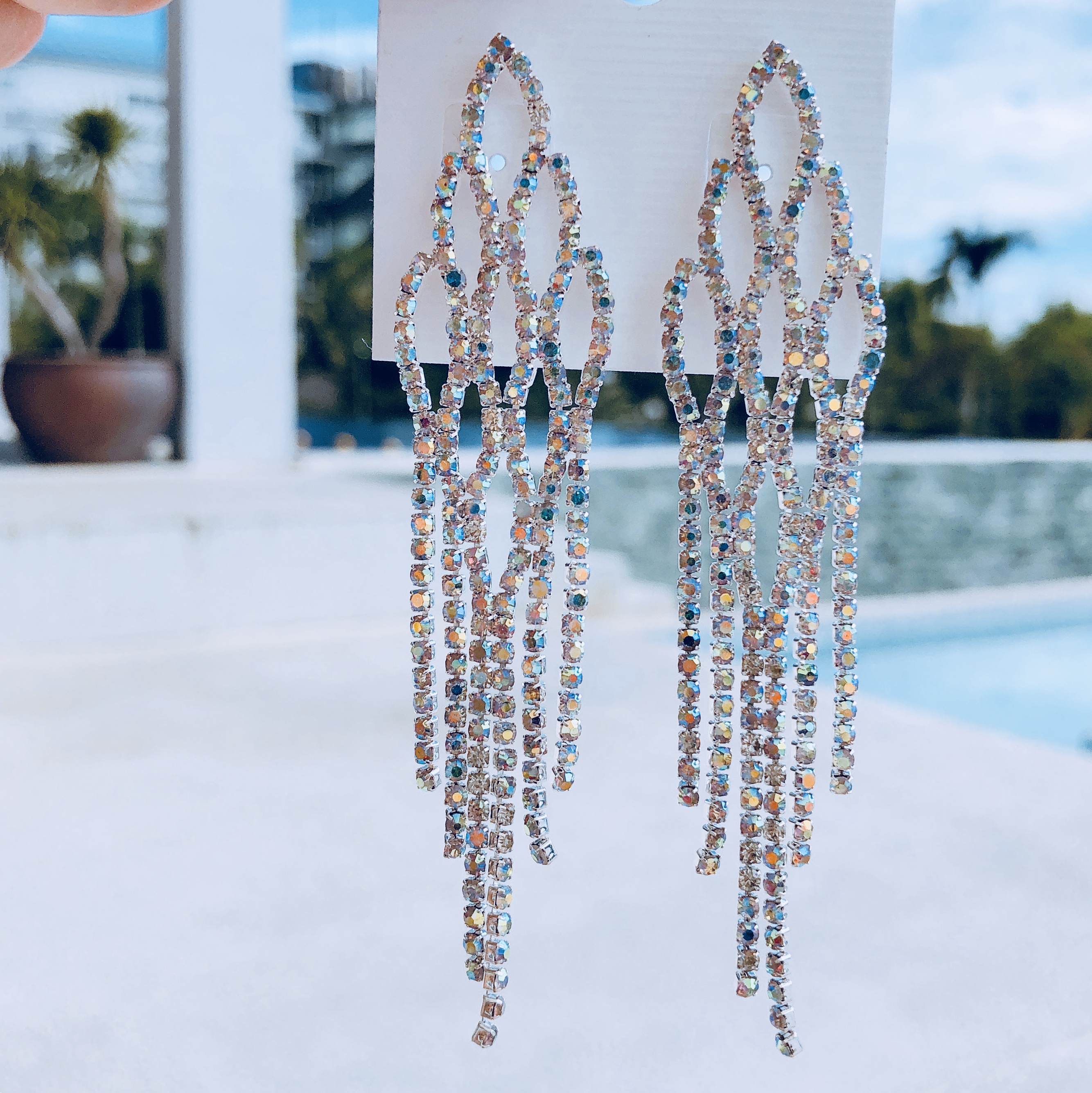 Feminine moody gorgeous opal light lace drop earri