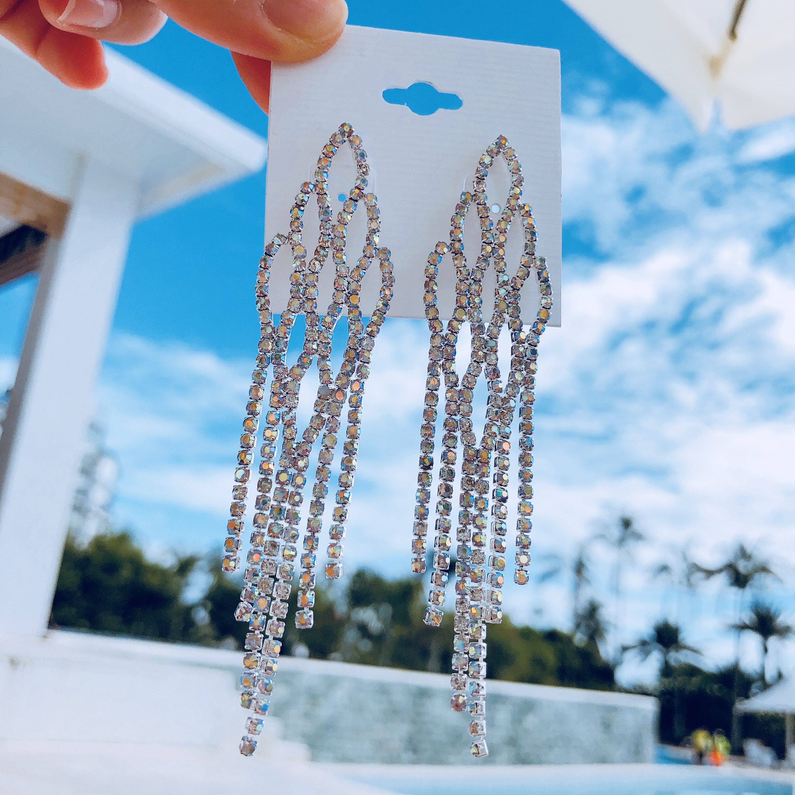 Feminine moody gorgeous opal light lace drop earri