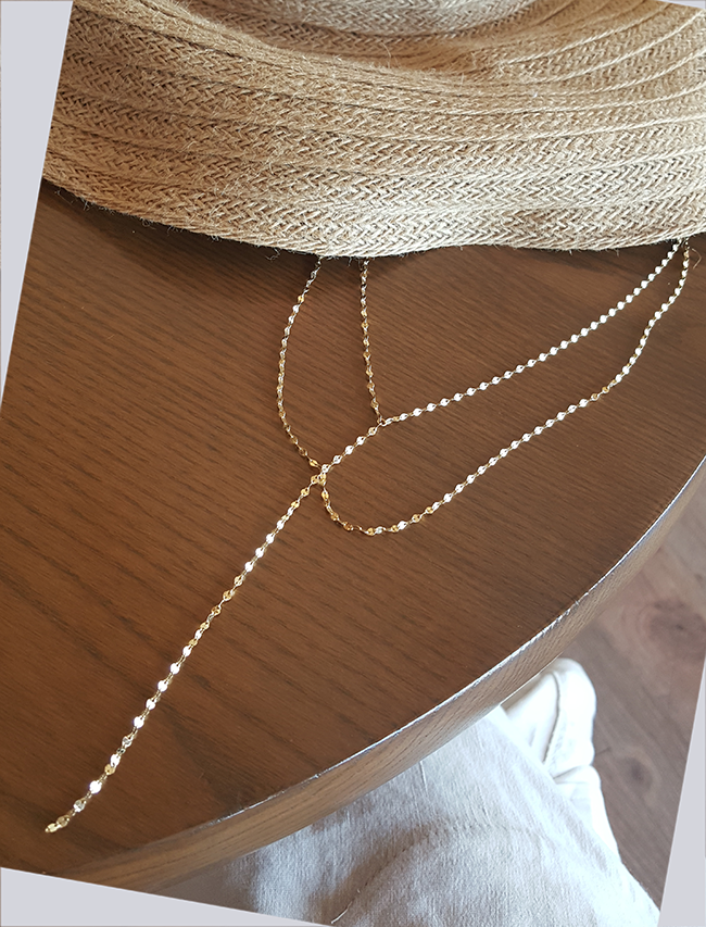 18K Tuchein Y Drop Phafie Necklace Girl Gift Wipe 