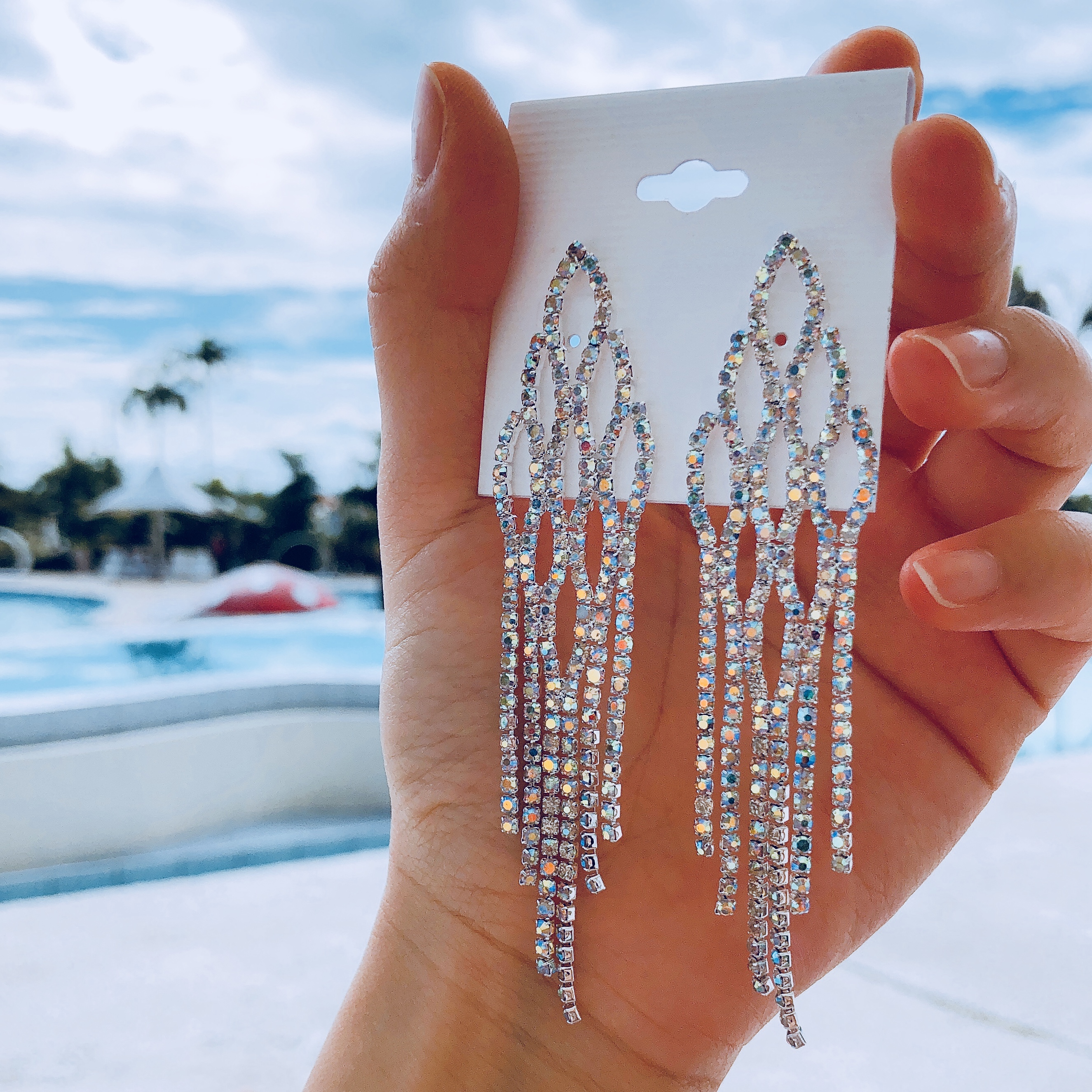 Feminine moody gorgeous opal light lace drop earri