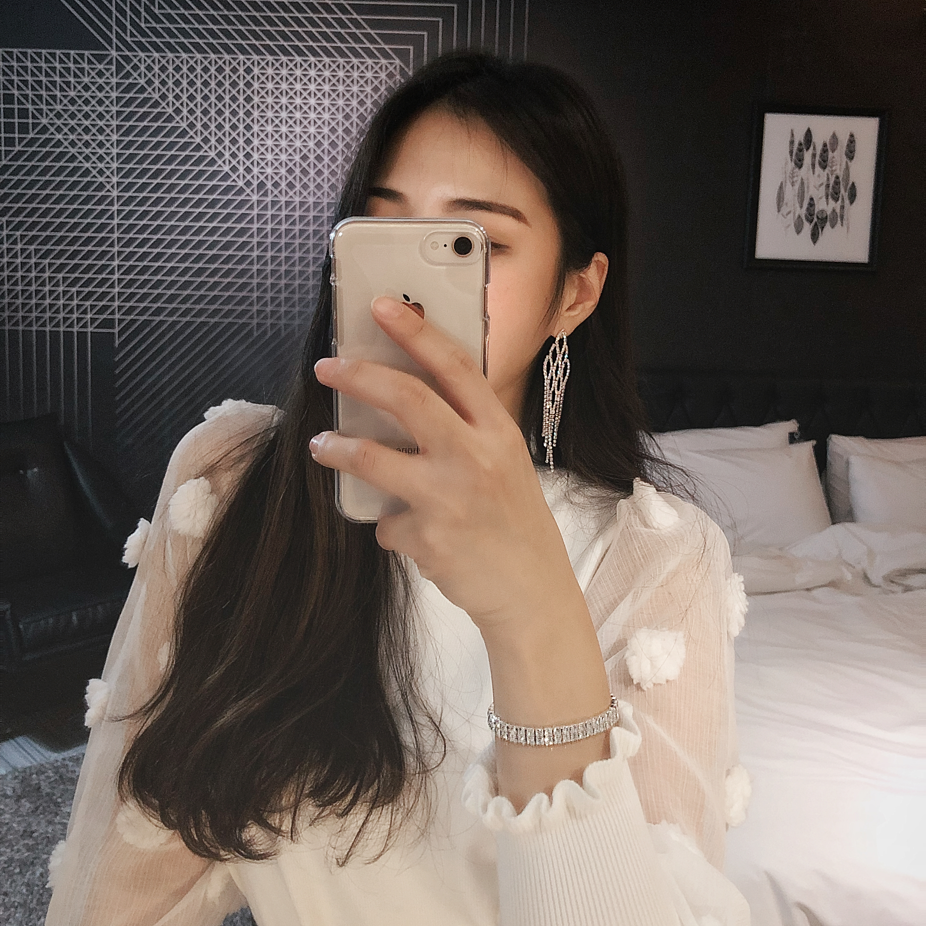 Feminine moody gorgeous opal light lace drop earri