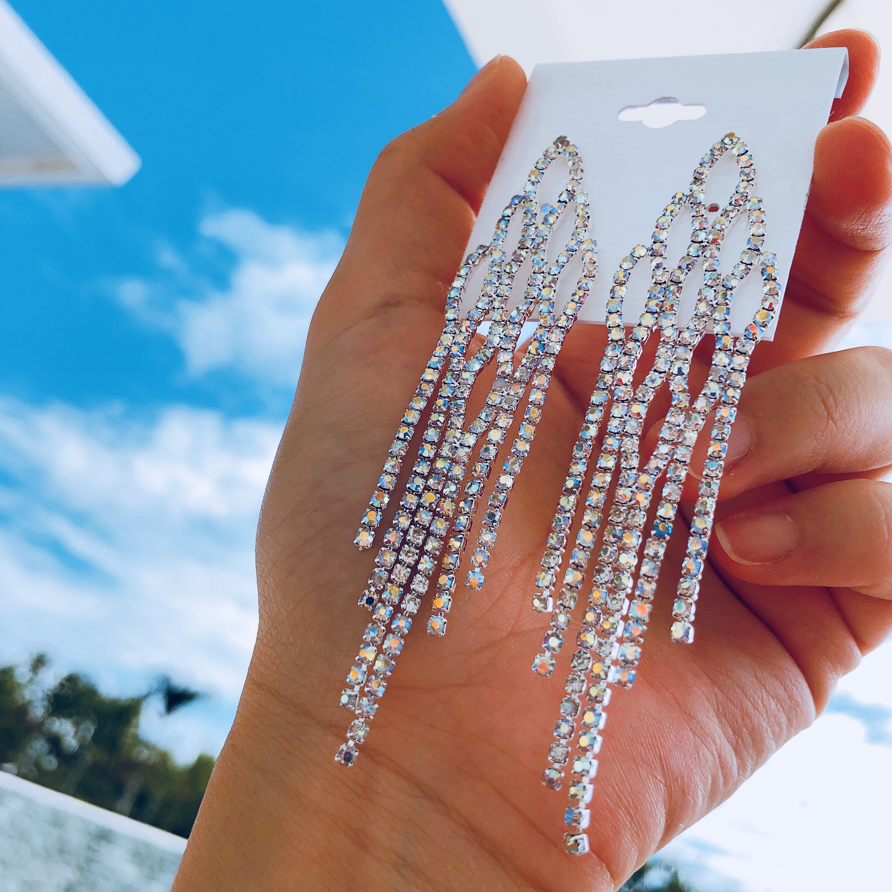 Feminine moody gorgeous opal light lace drop earri