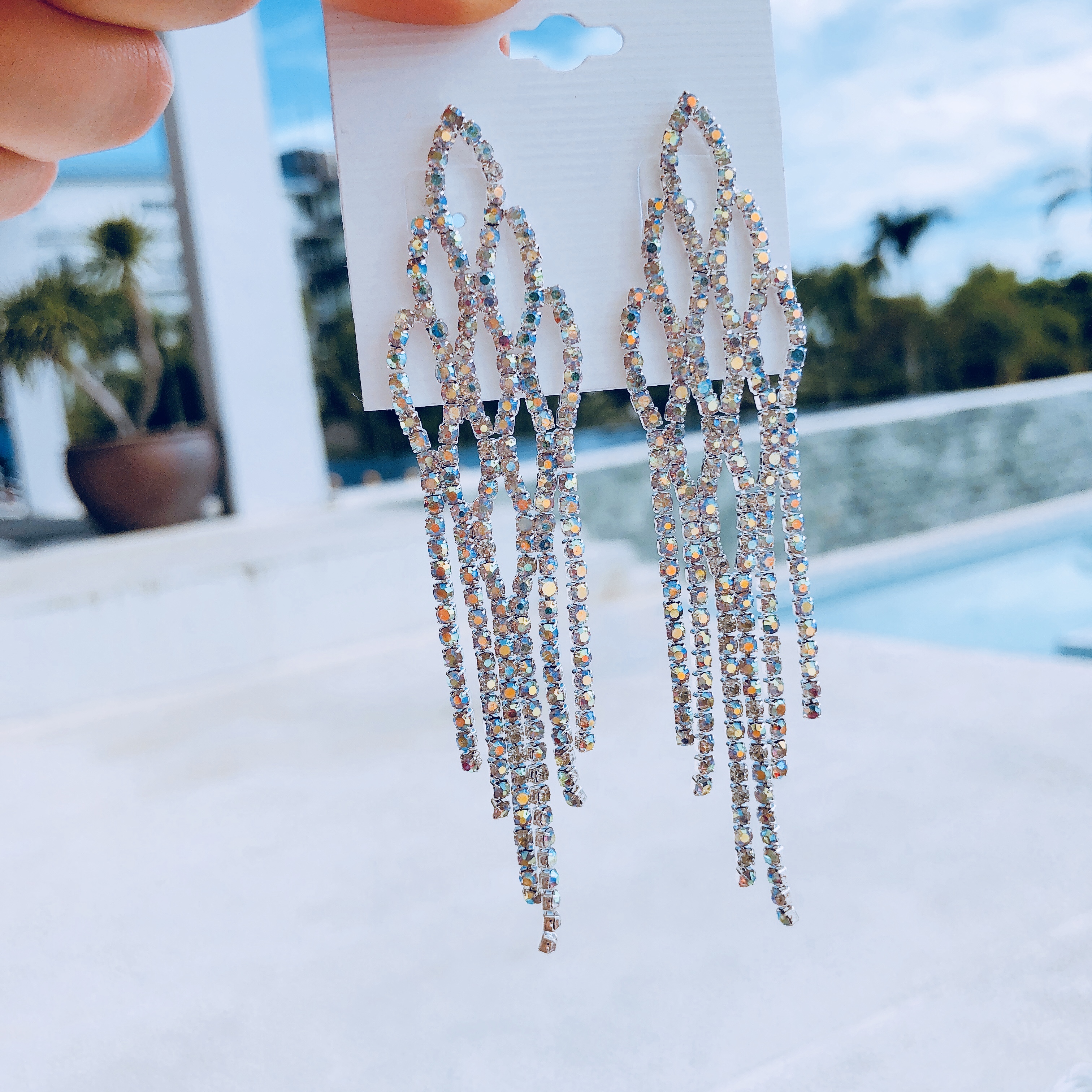 Feminine moody gorgeous opal light lace drop earri