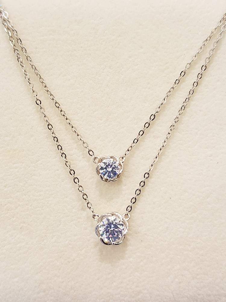 Golddude Rosette White Cubic Necklace-WNF2-B-0167-