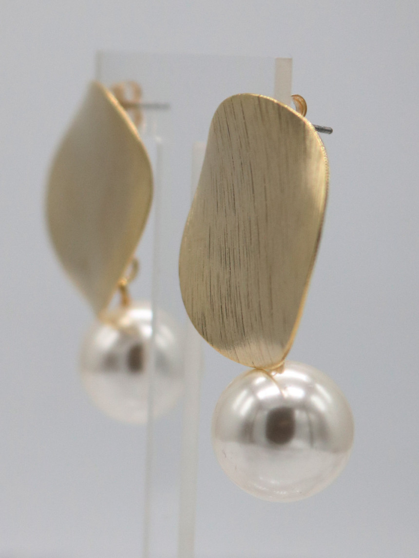 Metal Pearl Drop Bold Earrings Jay Cave Shopping M