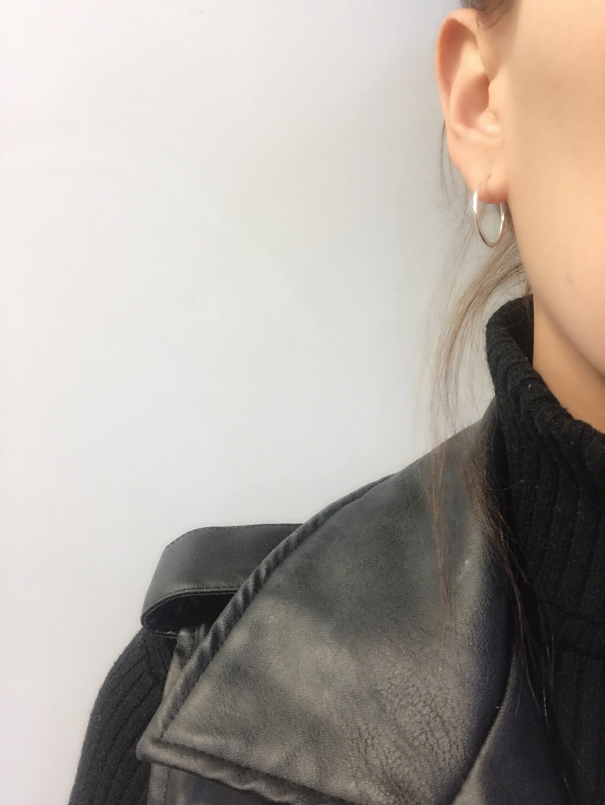 Sterling Silver Earrings Simple Ring Silver Ring B