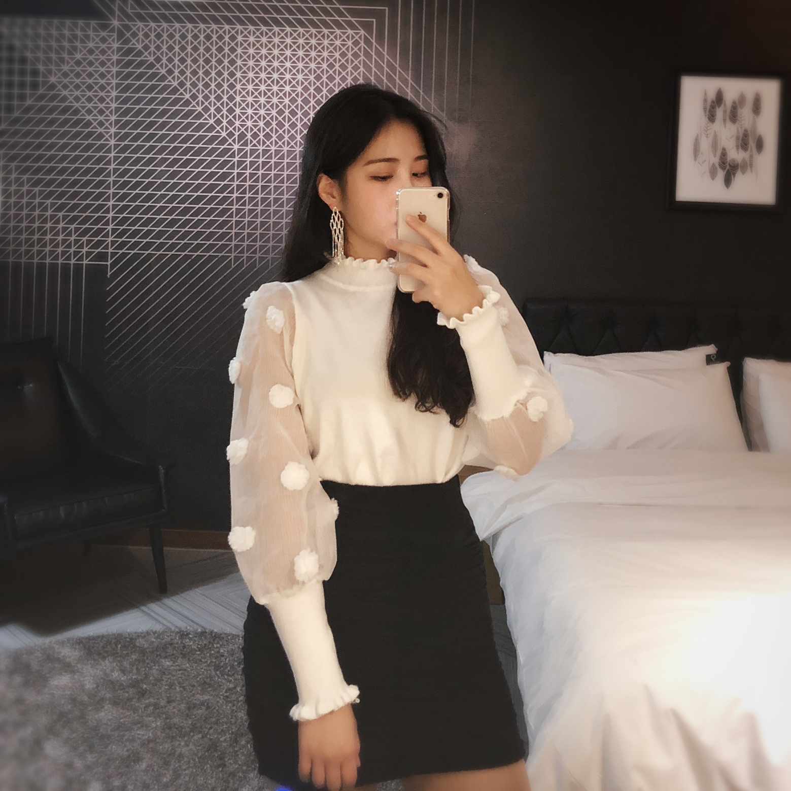 Feminine moody gorgeous opal light lace drop earri