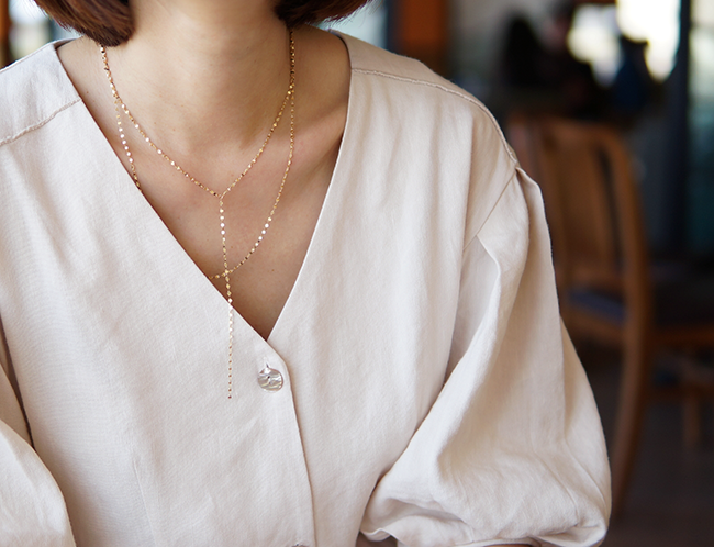 18K Tuchein Y Drop Phafie Necklace Girl Gift Wipe 