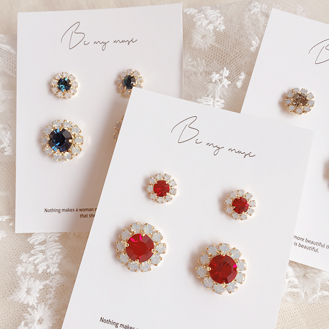 Swarovski Cubic Flower Stud Earrings Drop Earrings