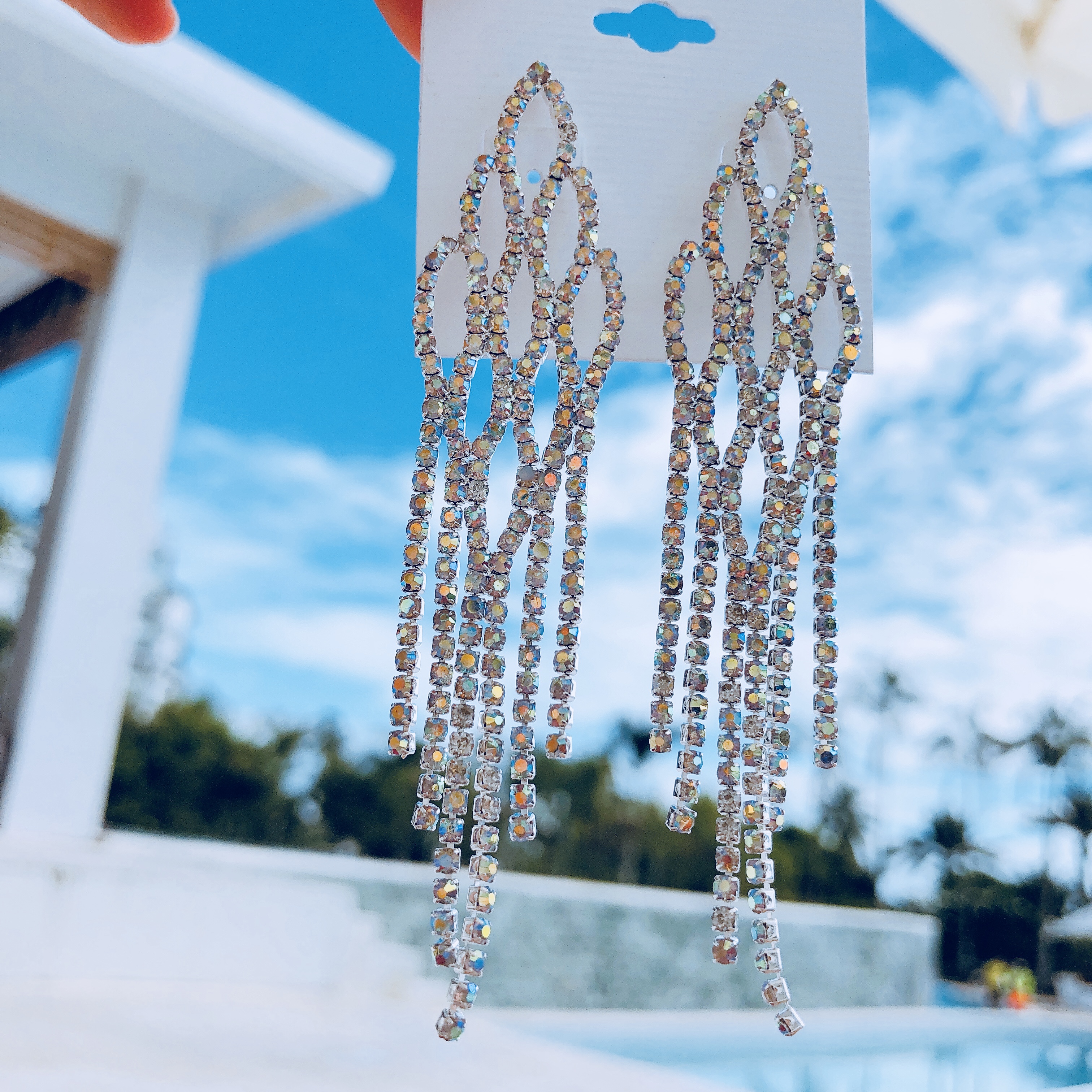 Feminine moody gorgeous opal light lace drop earri