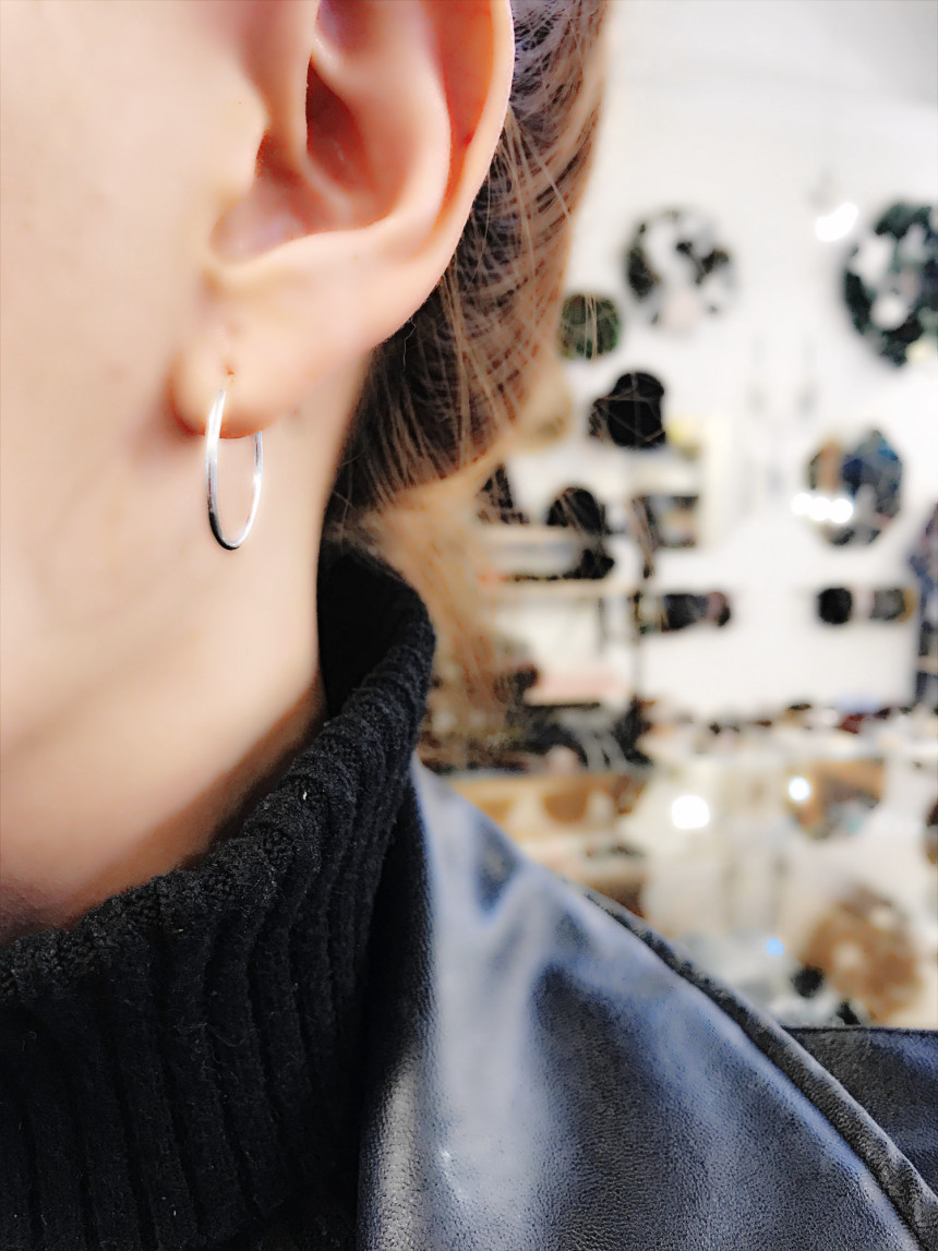 Sterling Silver Earrings Simple Ring Silver Ring B