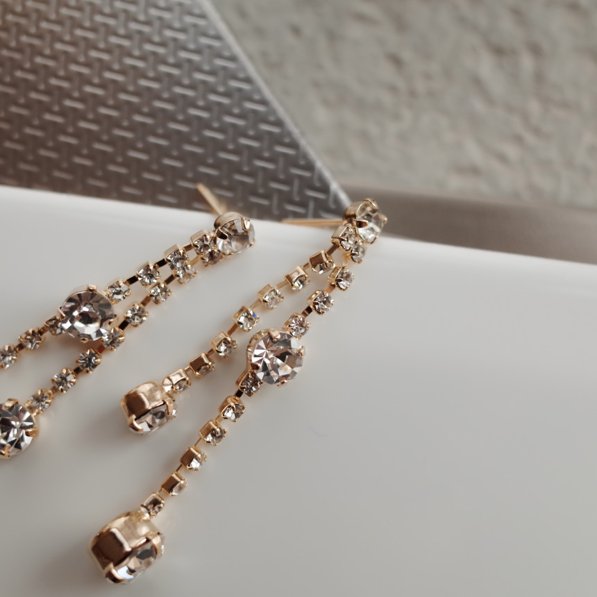 NO.70 Crystal Double Jar Drop Earrings Stylish Chi