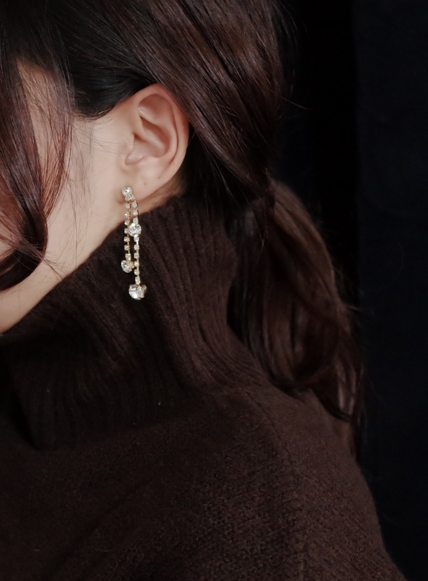 NO.70 Crystal Double Jar Drop Earrings Stylish Chi