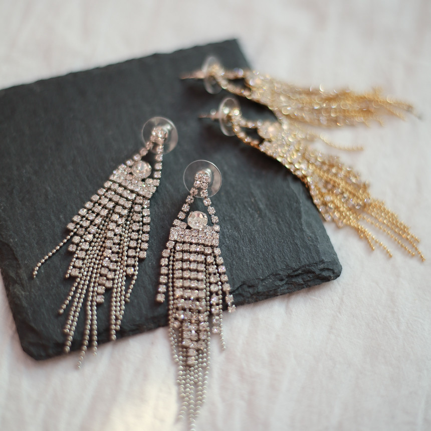 Sharon cubic long drop earrings Gorgeous chain Cha