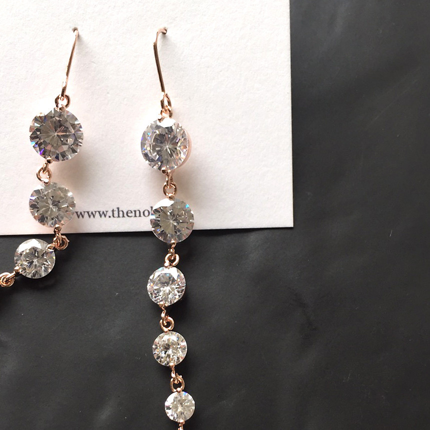 Pink gold drop earrings girlfriend gift chic offic