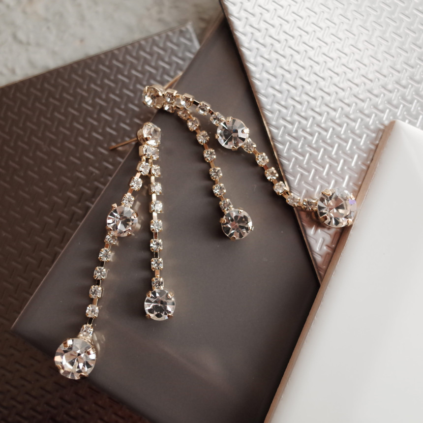 NO.70 Crystal Double Jar Drop Earrings Stylish Chi