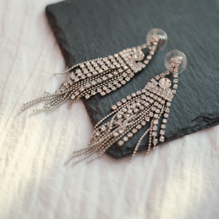 Sharon cubic long drop earrings Gorgeous chain Cha