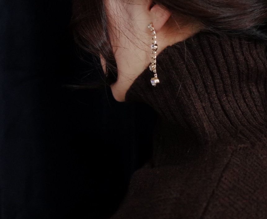 NO.70 Crystal Double Jar Drop Earrings Stylish Chi