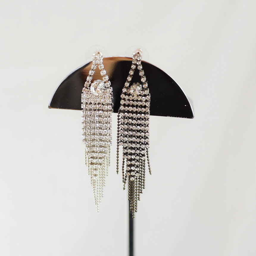 Sharon cubic long drop earrings Gorgeous chain Cha