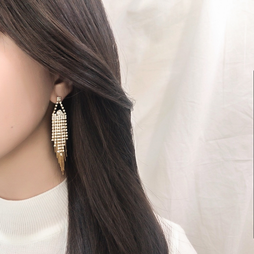 Sharon cubic long drop earrings Gorgeous chain Cha