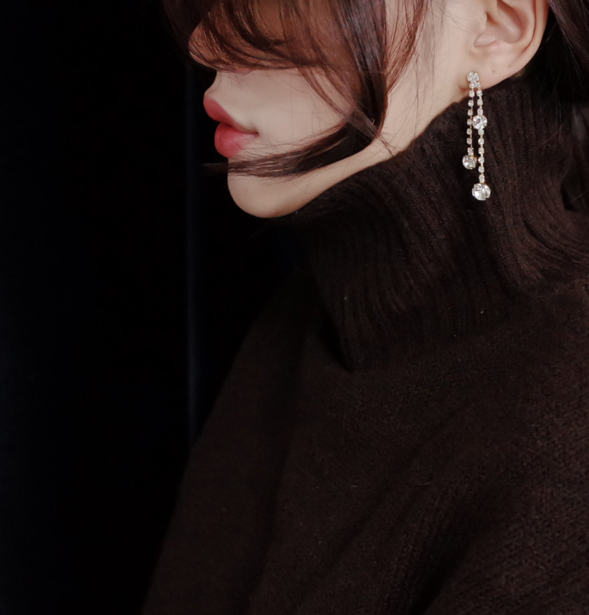 NO.70 Crystal Double Jar Drop Earrings Stylish Chi